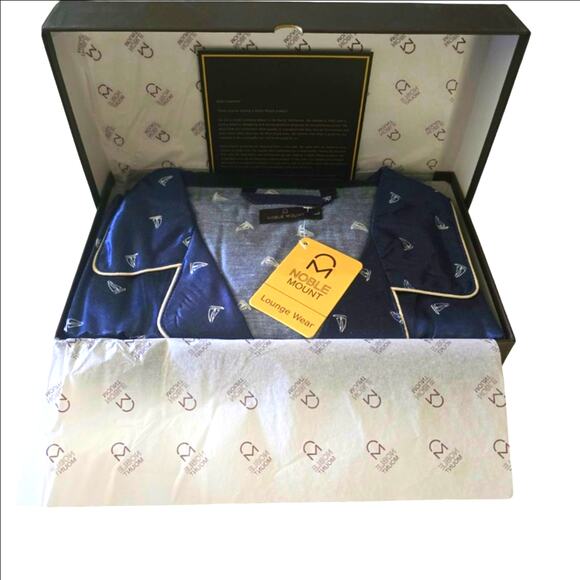 NWT Noble Mount Men’s Navy Pajama Set w/ Gift Box – Size Large - Picture 4 of 5